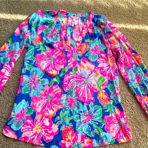 Lilly Pulitzer MARTINIQUE Top Small Beckon Blue Jungle Utopia print